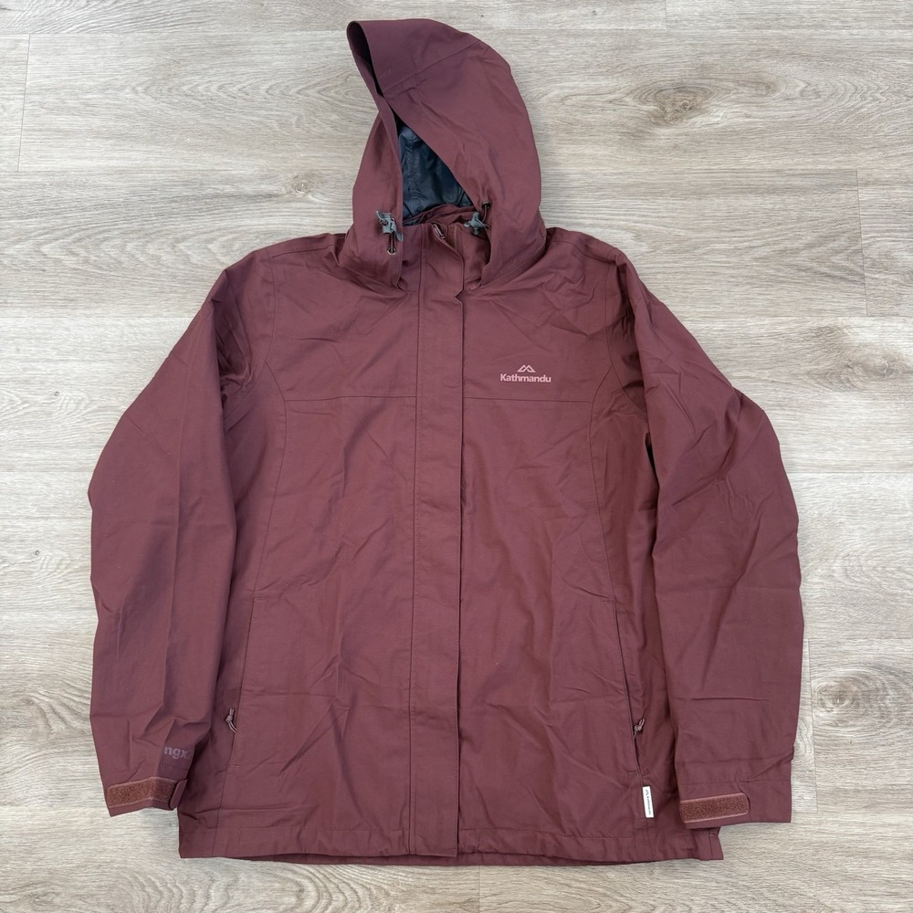 Kathmandu Womens Andulo Rain Jacket v3 Large L NGX2 Waterproof Hooded Mulberry